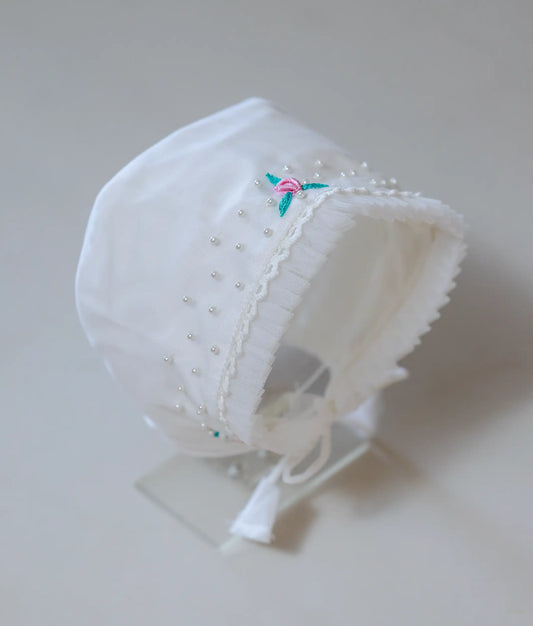 Beautiful Handworked White Baptism Cap For Your Baby’s Blessed Day [Ready To Ship: CP03]