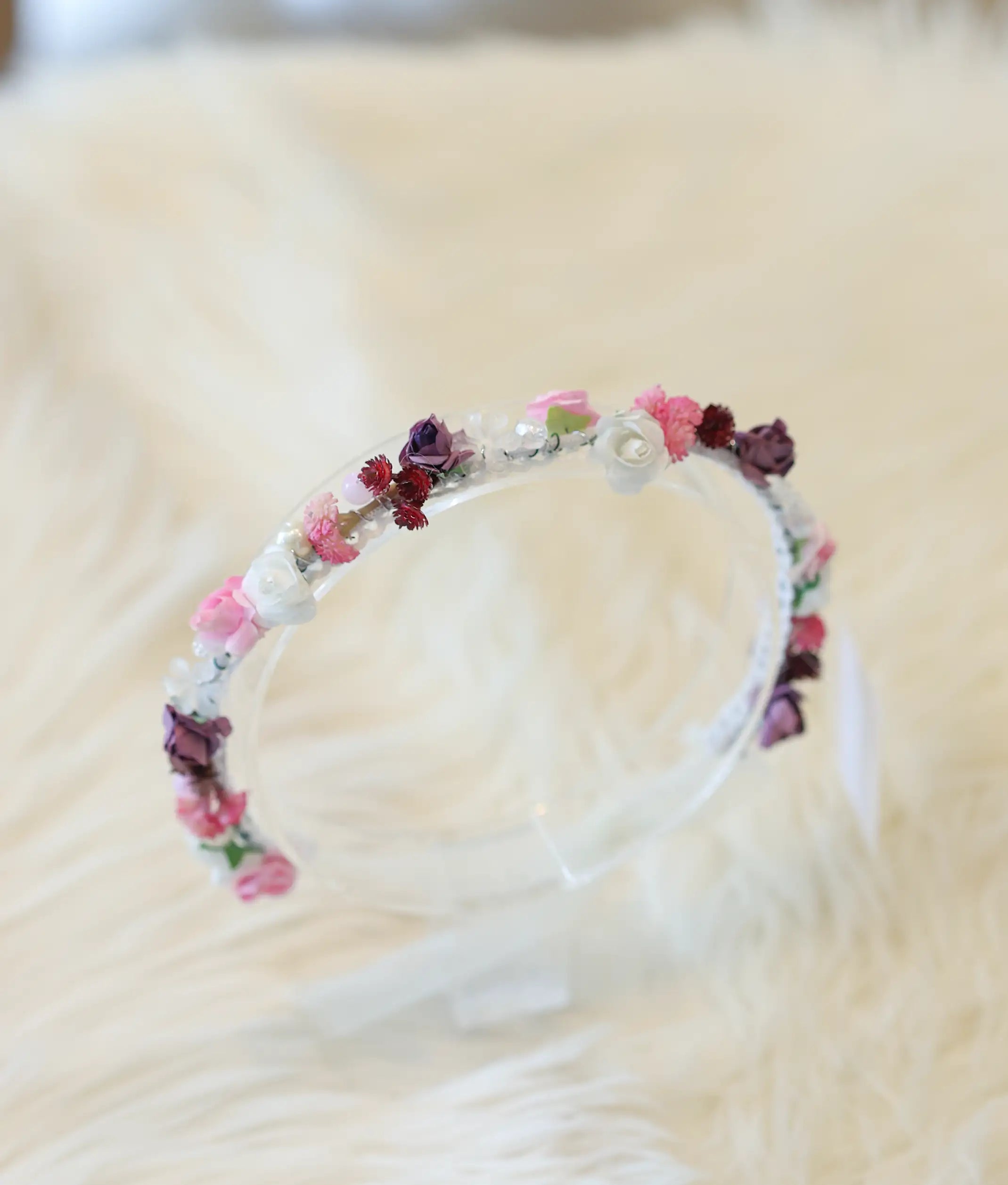 Pink And Lavender Handcrafted Floral Tiara For Baby Girl [CR100]