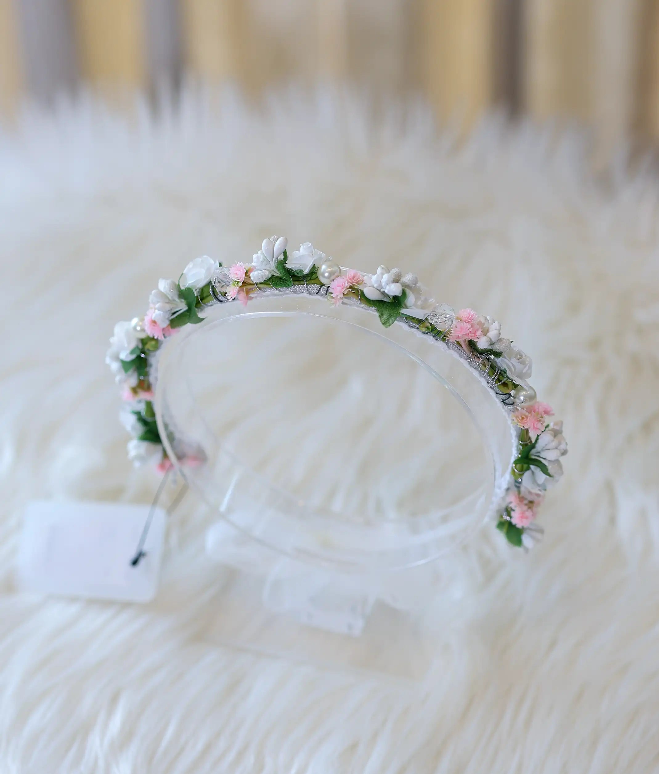 White And Rose Handcrafted Floral Tiara for Baby Girl [CR107]