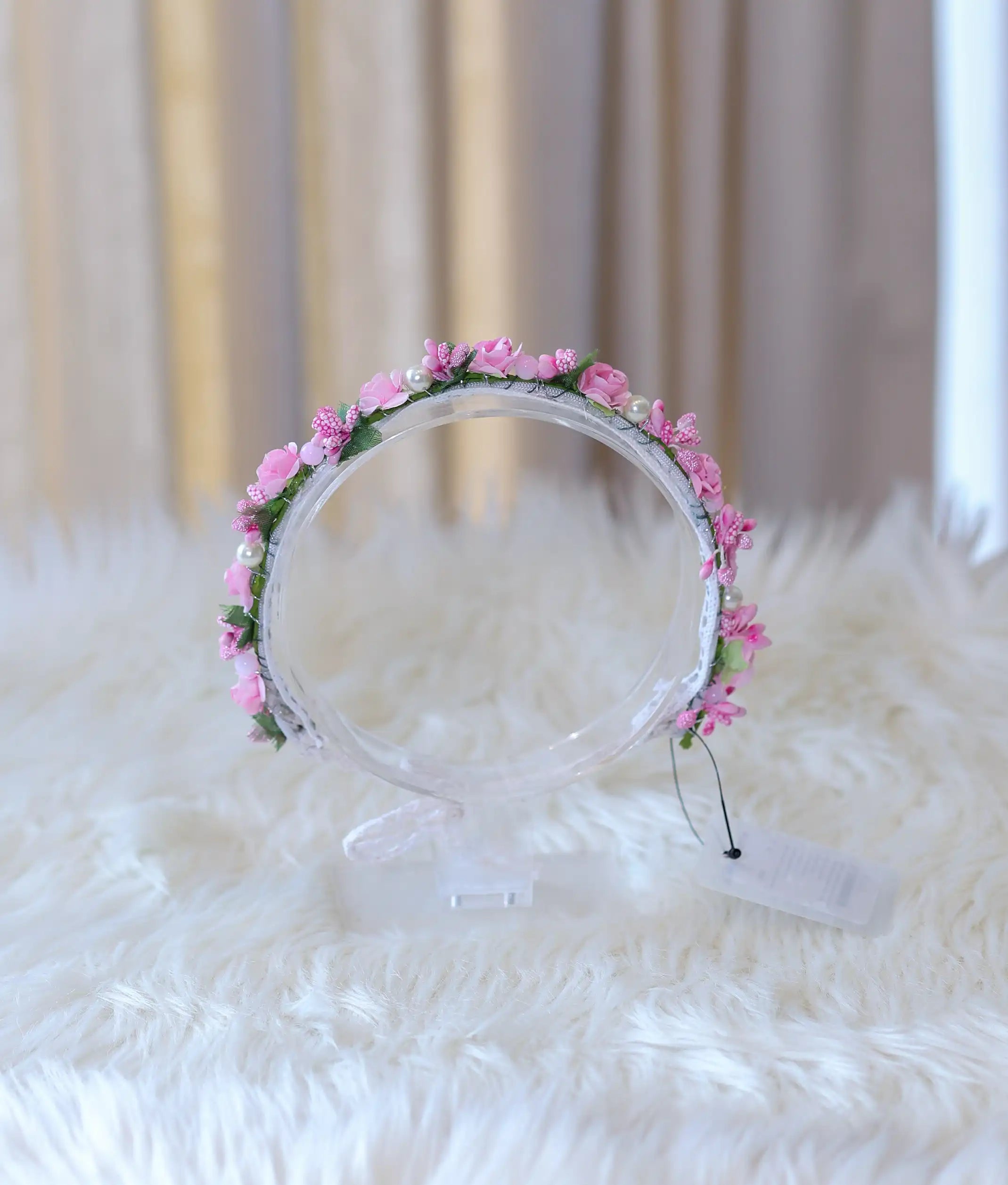 Pink Handcrafted Floral Tiara for Baby Girl [CR110]