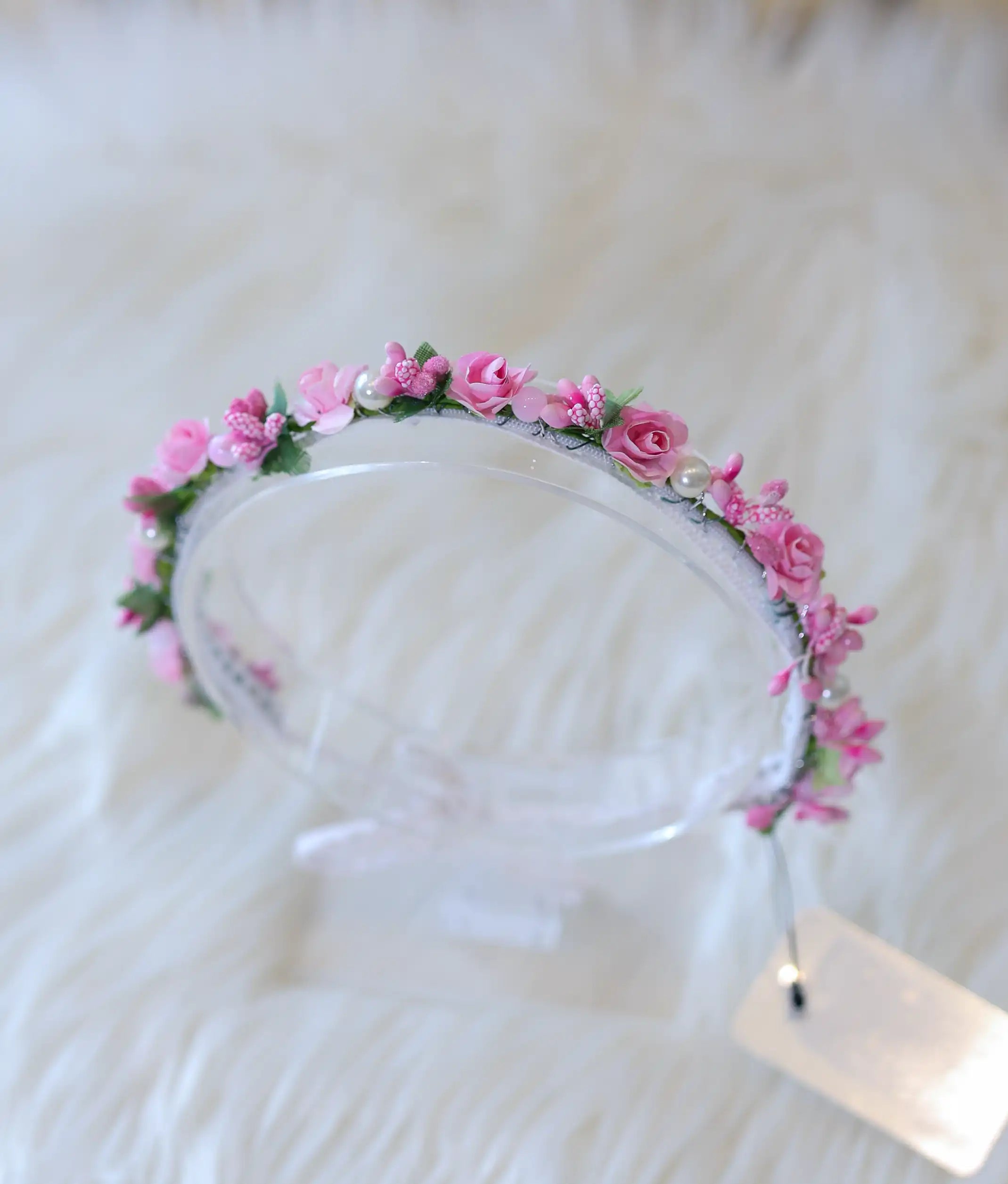 Pink Handcrafted Floral Tiara for Baby Girl [CR110]