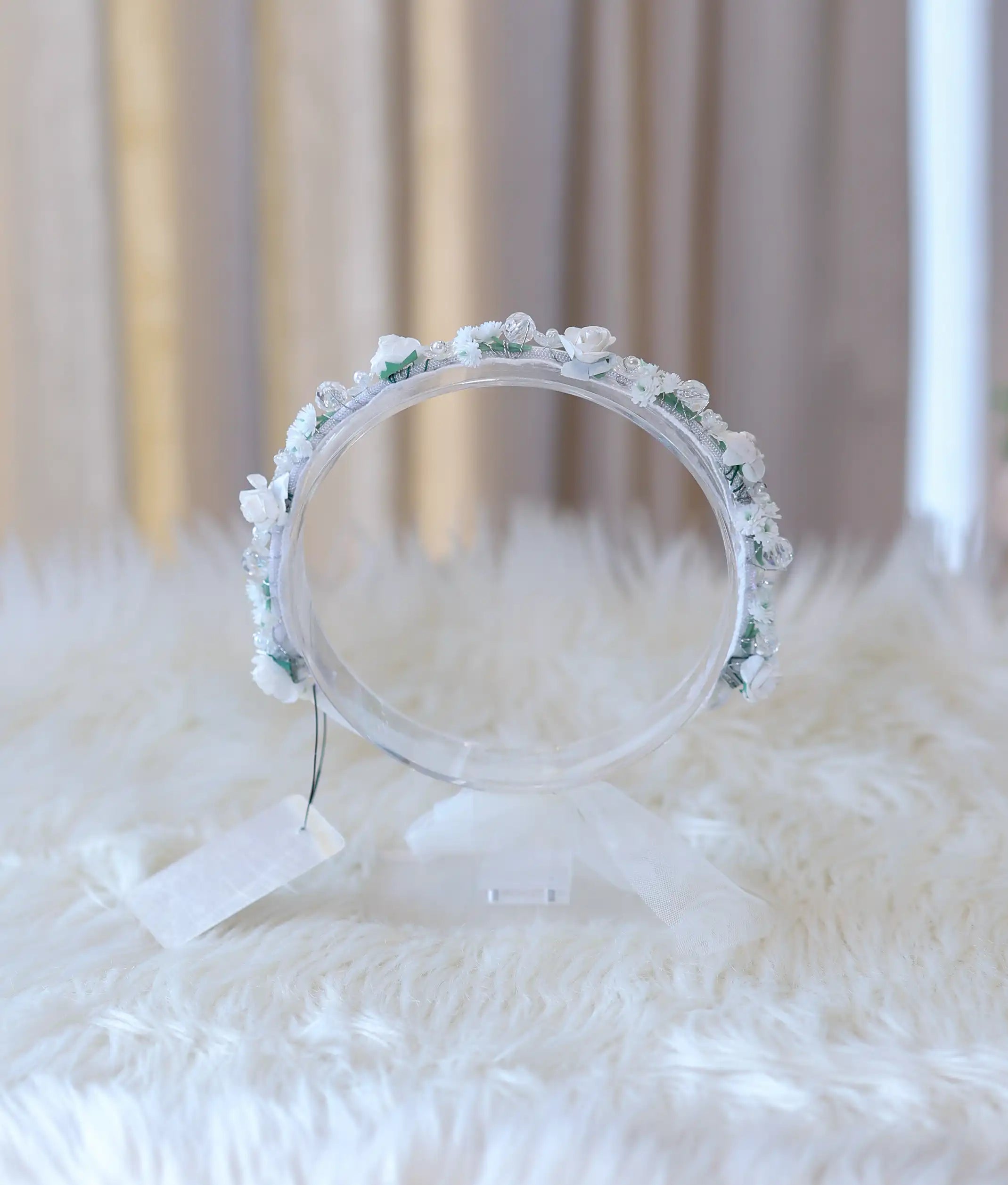 Off-White Handcrafted Floral Tiara for Baby Girl [CR111]