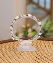 White And Brown Handcrafted Floral Tiara For Baby Girl [CR112]