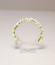 White And Green Handcrafted Floral Tiara For Baby Girl [CR86]