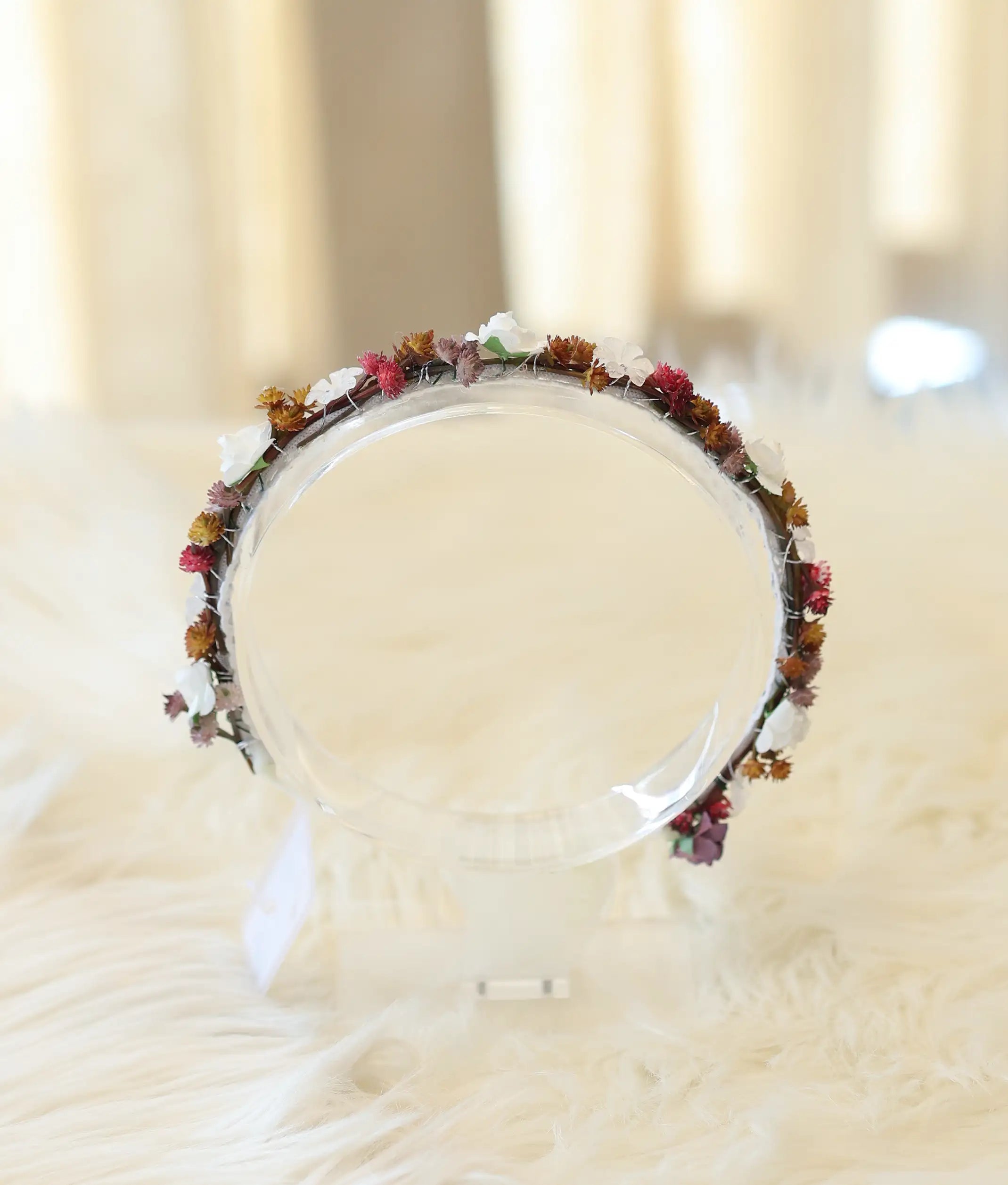 Pink And Brown Handcrafted Floral Tiara For Baby Girl [CR99]