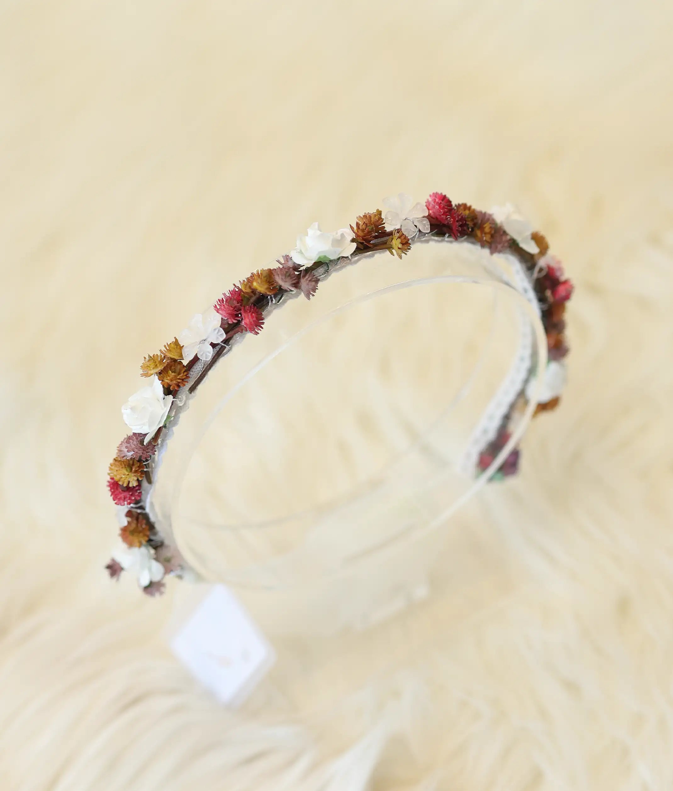Pink And Brown Handcrafted Floral Tiara For Baby Girl [CR99]