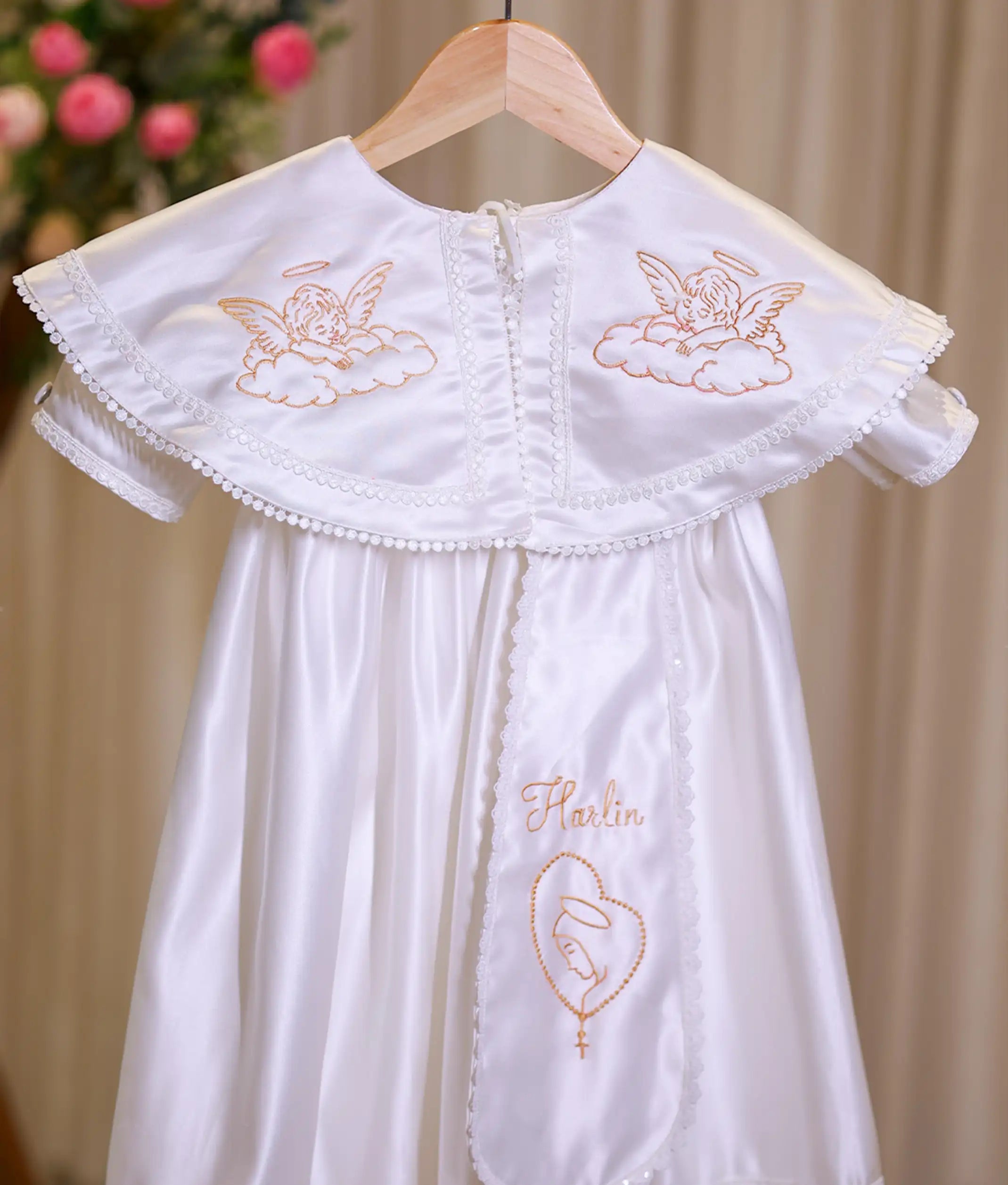 Off-White Satin Pope Style Baptism Gown For Baby Boy [Pre Order: COT01 ]