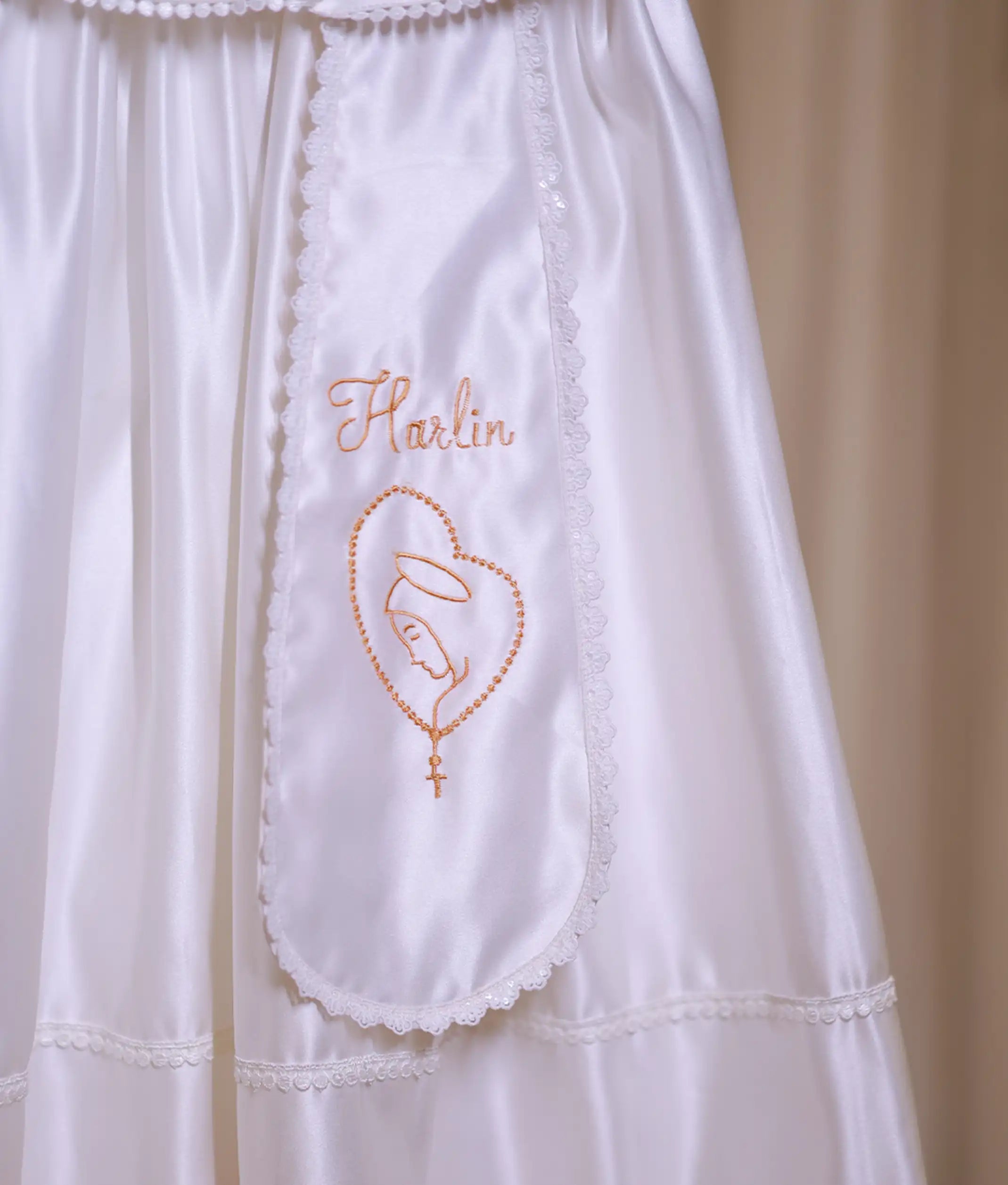 Off-White Satin Pope Style Baptism Gown For Baby Boy [Pre Order: COT01 ]