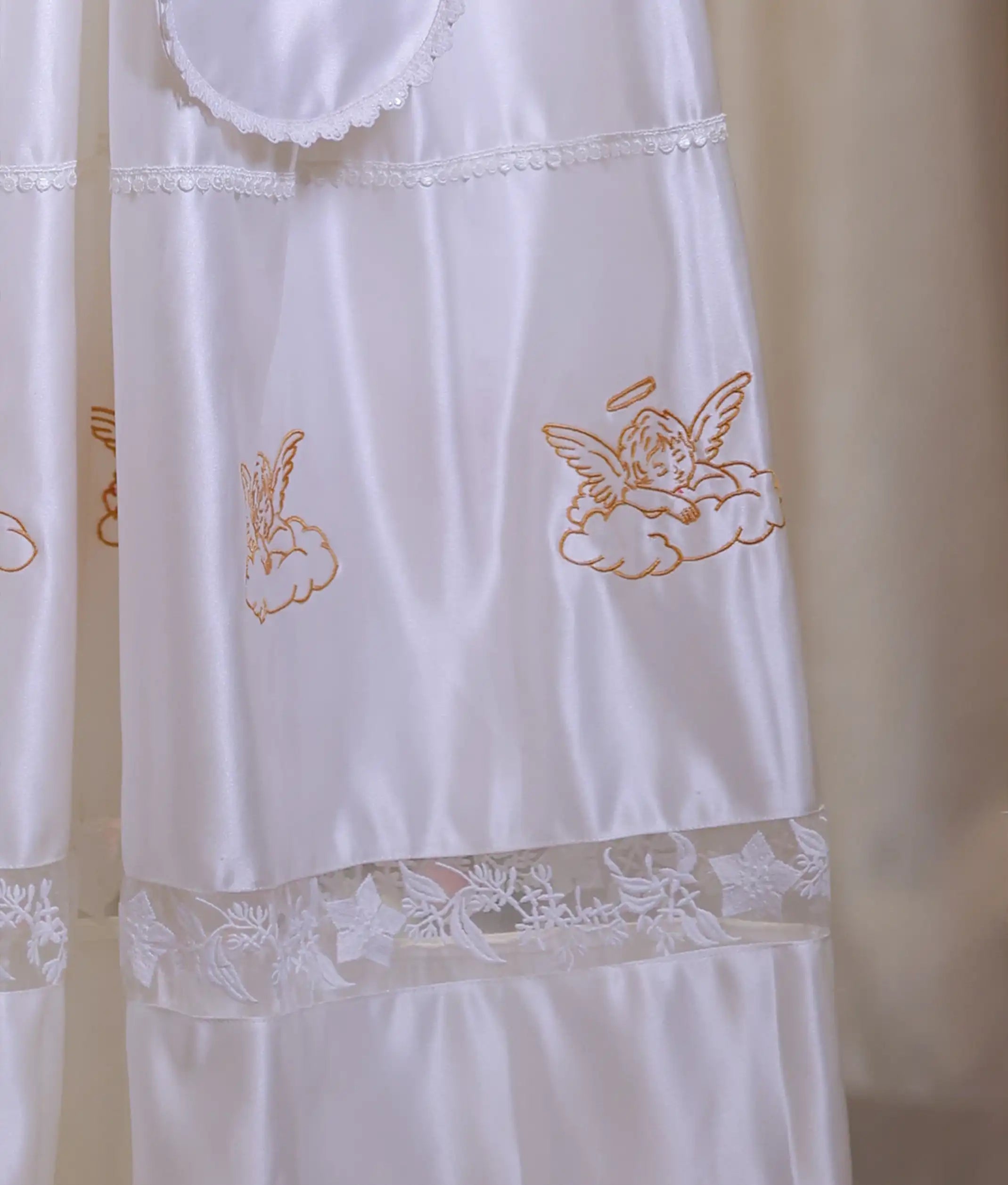 Off-White Satin Pope Style Baptism Gown For Baby Boy [Pre Order: COT01 ]