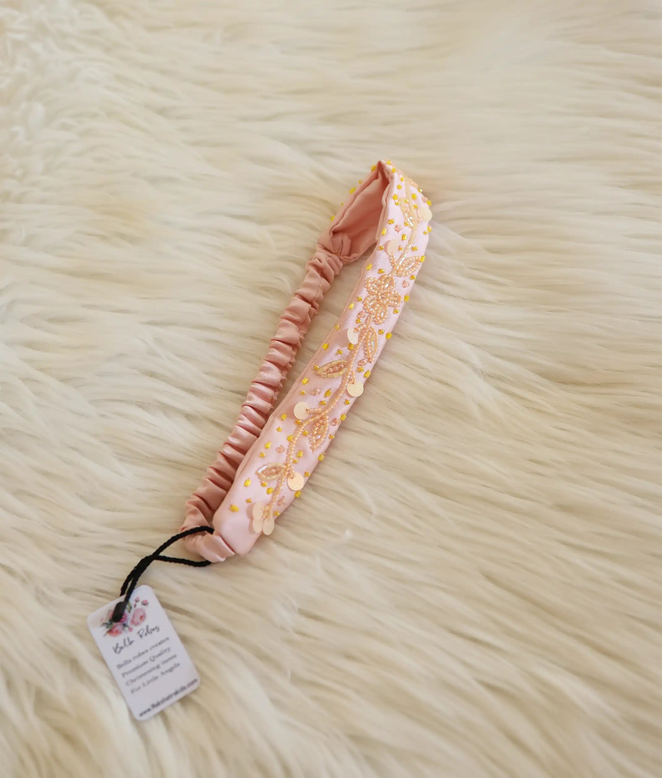 Peach Handworked Hair band [Ready To Ship: HB21]