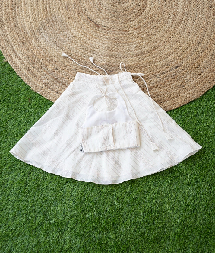 Off-white Embroidery Cotton Skirt and Top for Baby Girl [5126]