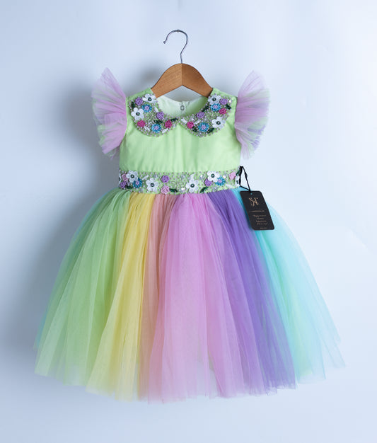 Luxe Rainbow birthday frock for kids (1010A)