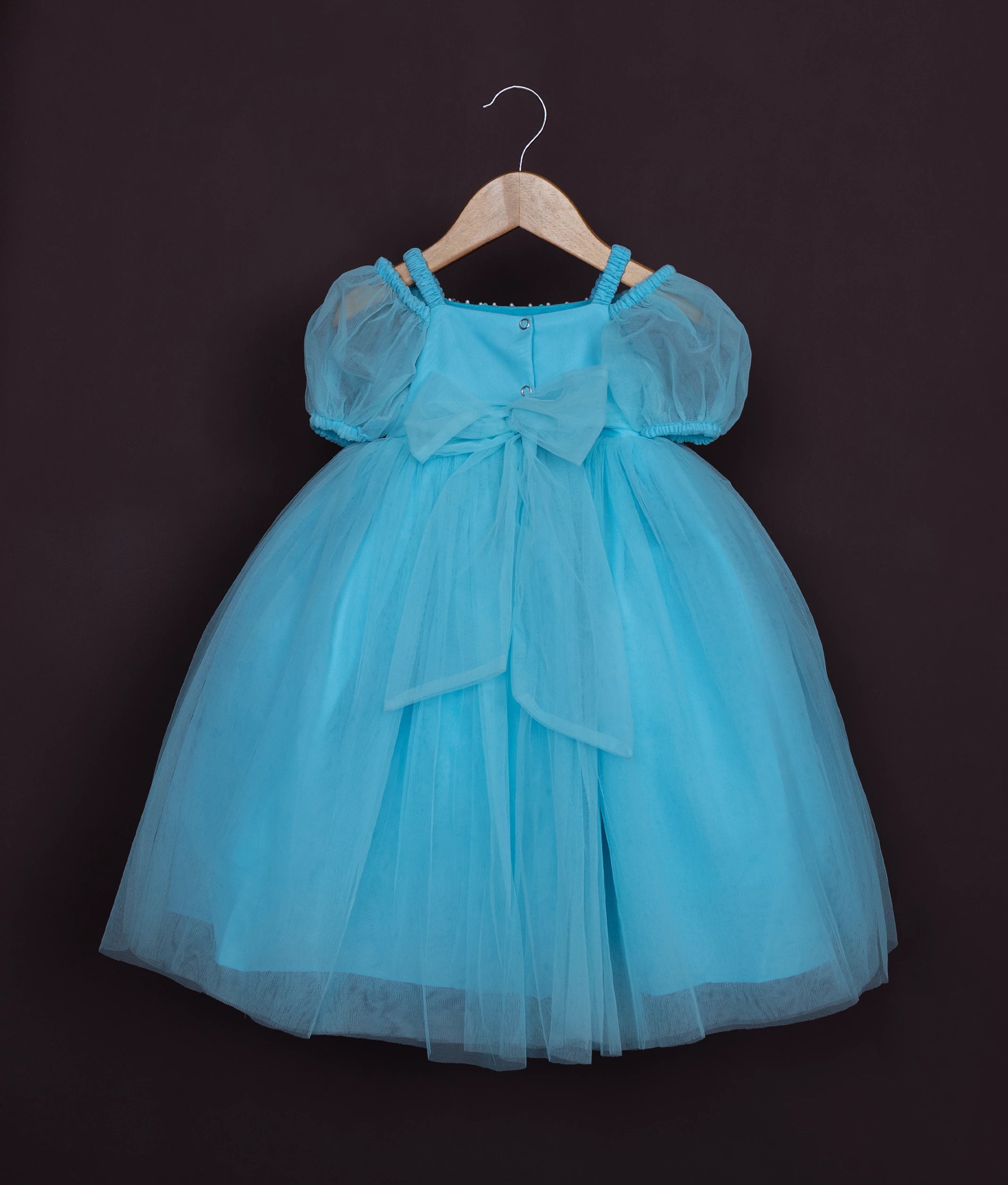 Blue Tulle Net Handworked Party Frock For Baby Girl [Ready to ship :2077A]