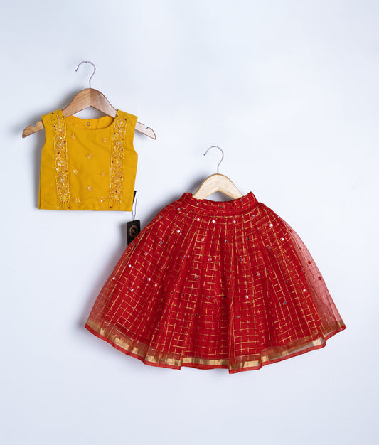 Classic Pongal Crop Top With Full Length Skirt (2142)