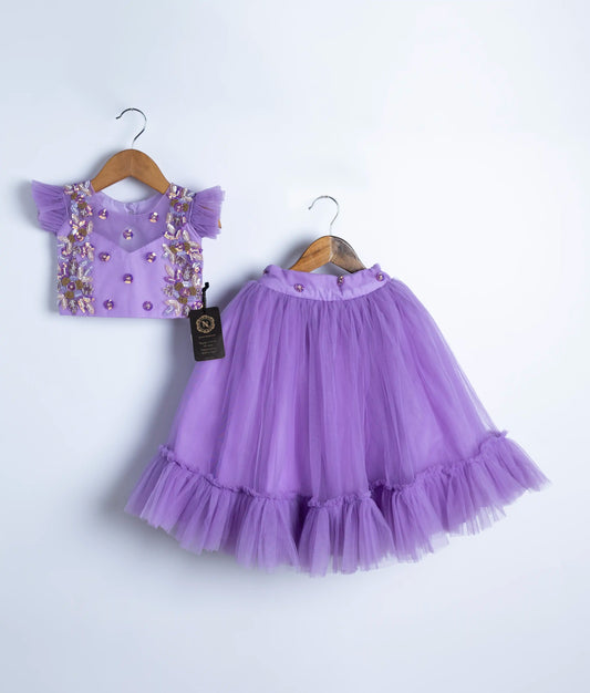 Fayonkids Handworked Crop Top with  Full Length Skirt (2144)