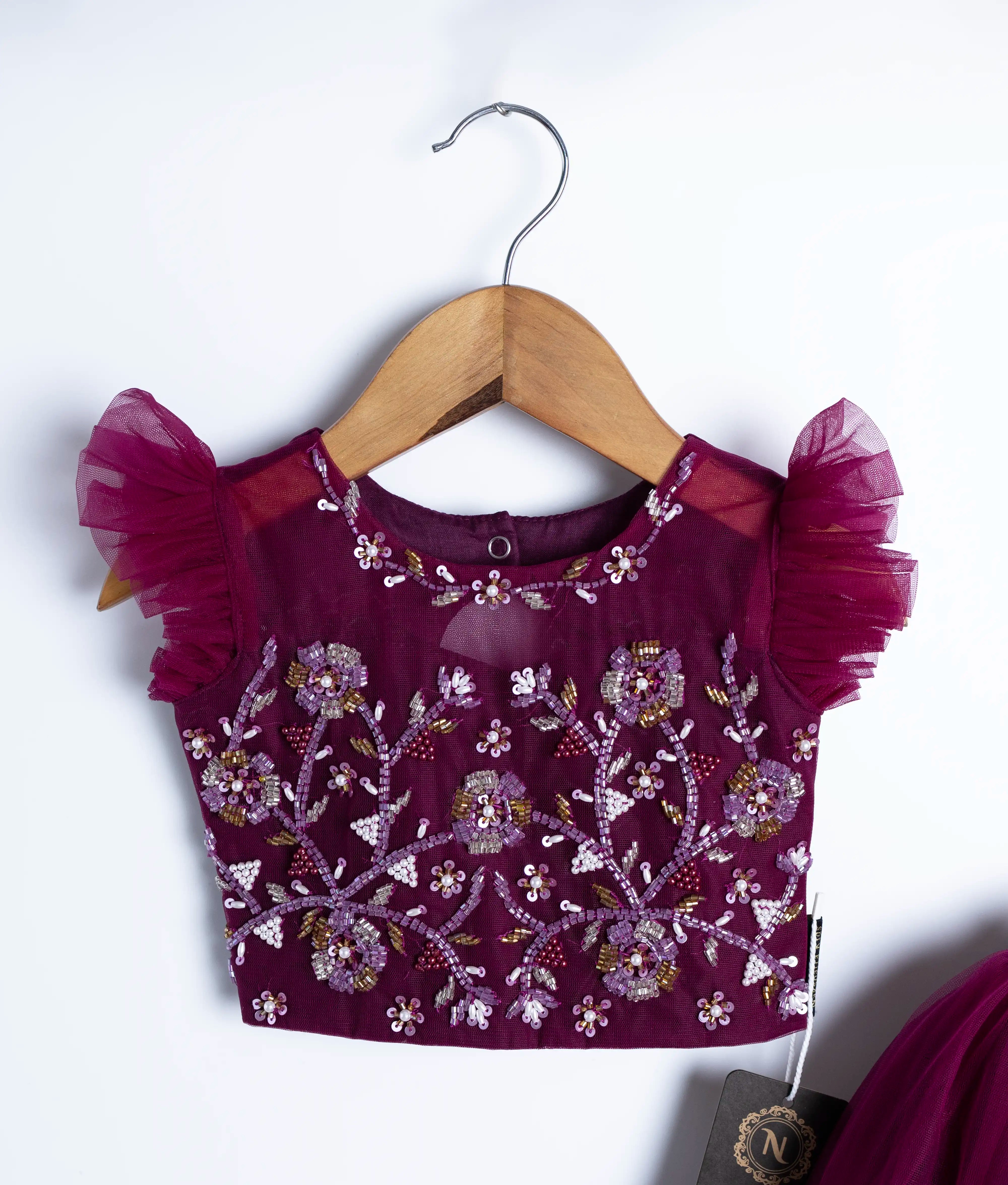 Grapewine Handwork Crop Top With Full Length Skirt For Baby Girl [2336]