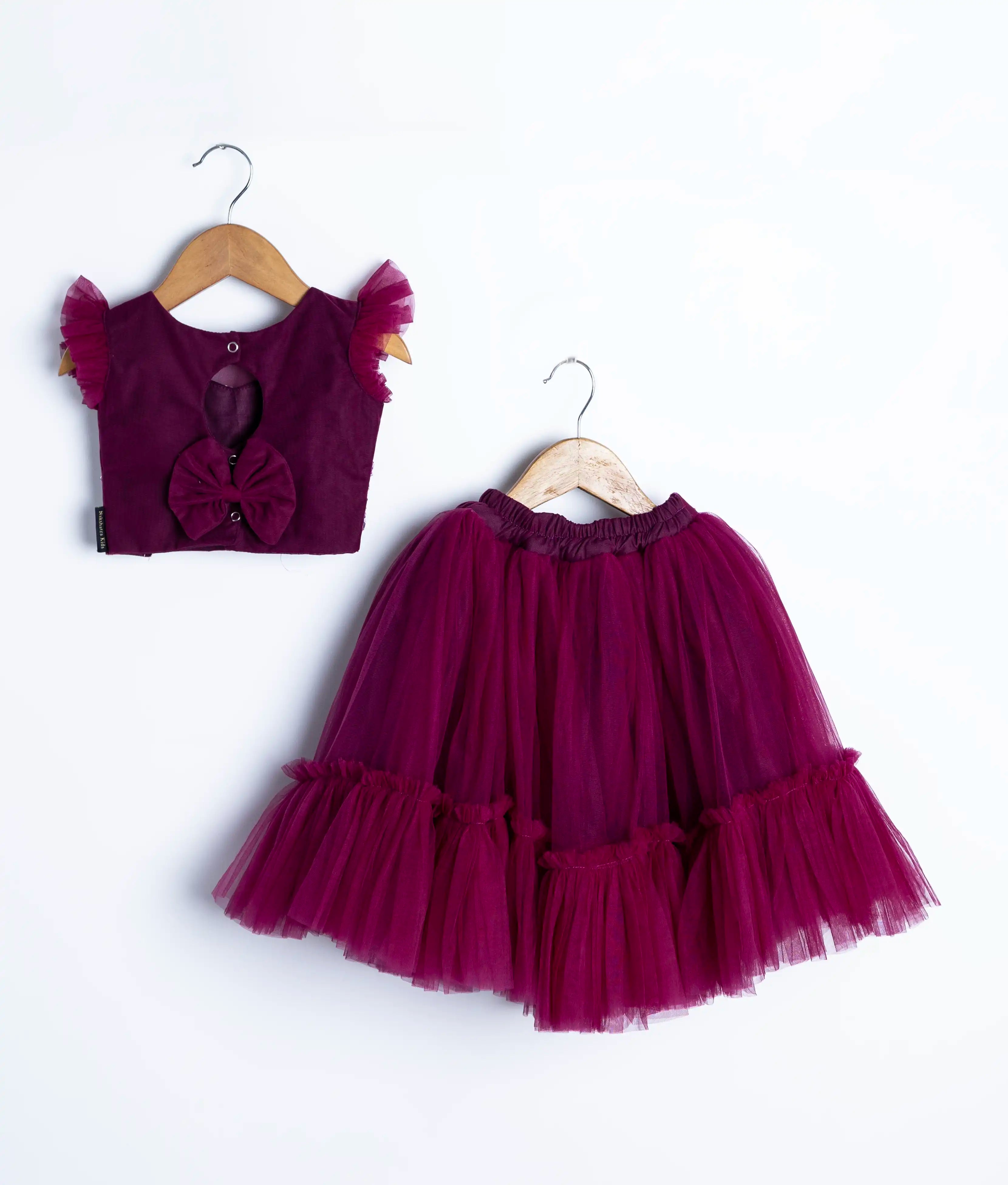 Grapewine Handwork Crop Top With Full Length Skirt For Baby Girl [2336]