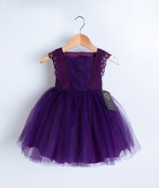 Royal Purple Tulle Net Embroidered Casual Frock for Baby Girl [2385]