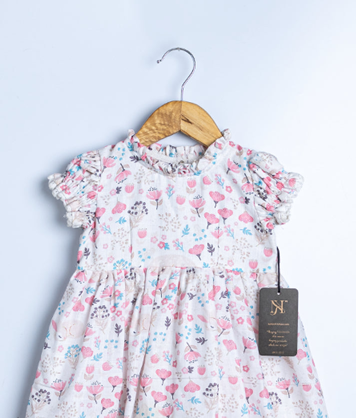 Off white Prinnted cotton Frock For Baby Girl [2643]