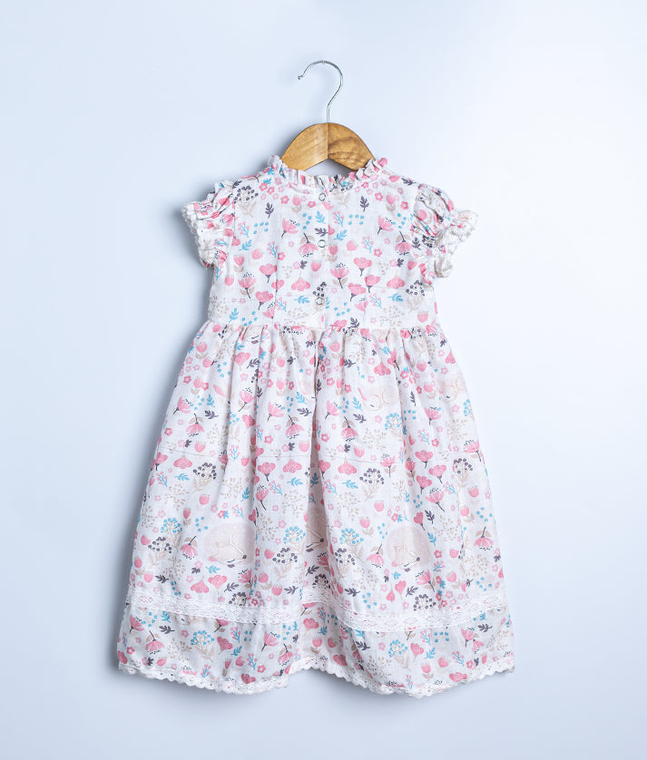 Off white Prinnted cotton Frock For Baby Girl [2643]