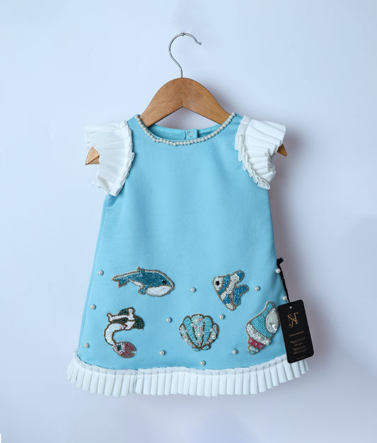 Luxe Hand Worked Theme A-Line Frock For Your Little One [KK2658]