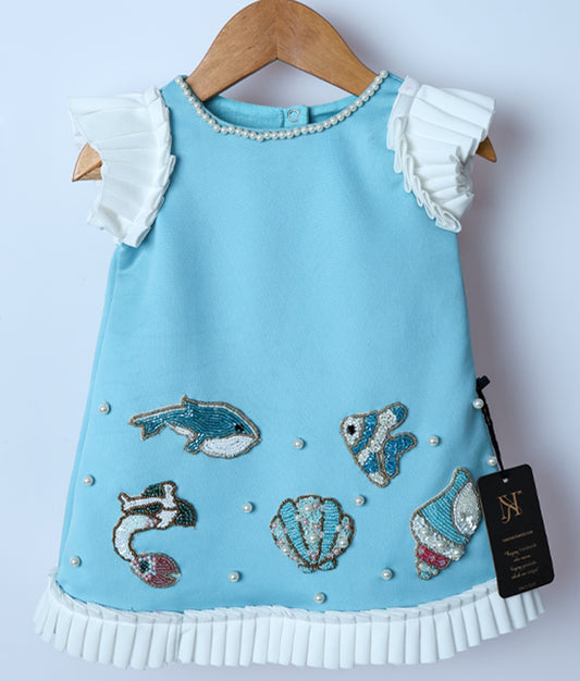 Luxe Hand Worked Theme A-Line Frock For Your Little One [KK2658]