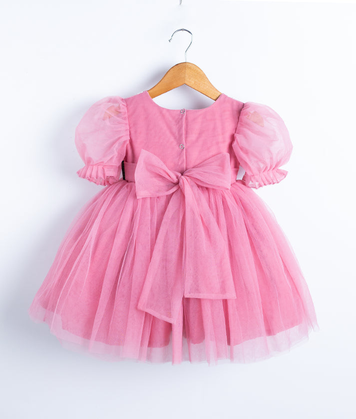 Pastel Pink Embroidered Birthday Frock for Baby Girl [2682]