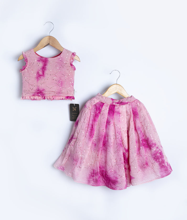Pastel Pink Classic Pongal Top With Full Length Skirt [2693]