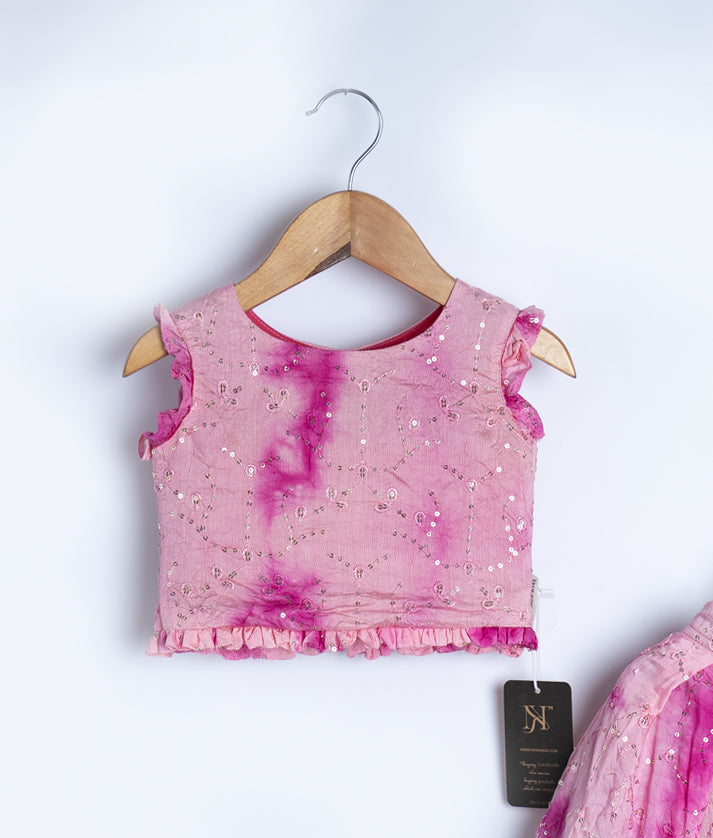 Pastel Pink Classic Pongal Top With Full Length Skirt [2693]
