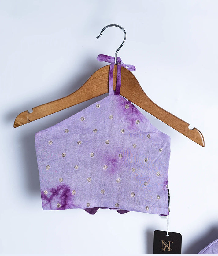 Lavender  Printed Chanderi Skirt and Top For Diwali [2694]