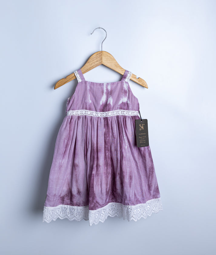 Pastel lavender Cute Cotton Frock For Baby Girl [2716]