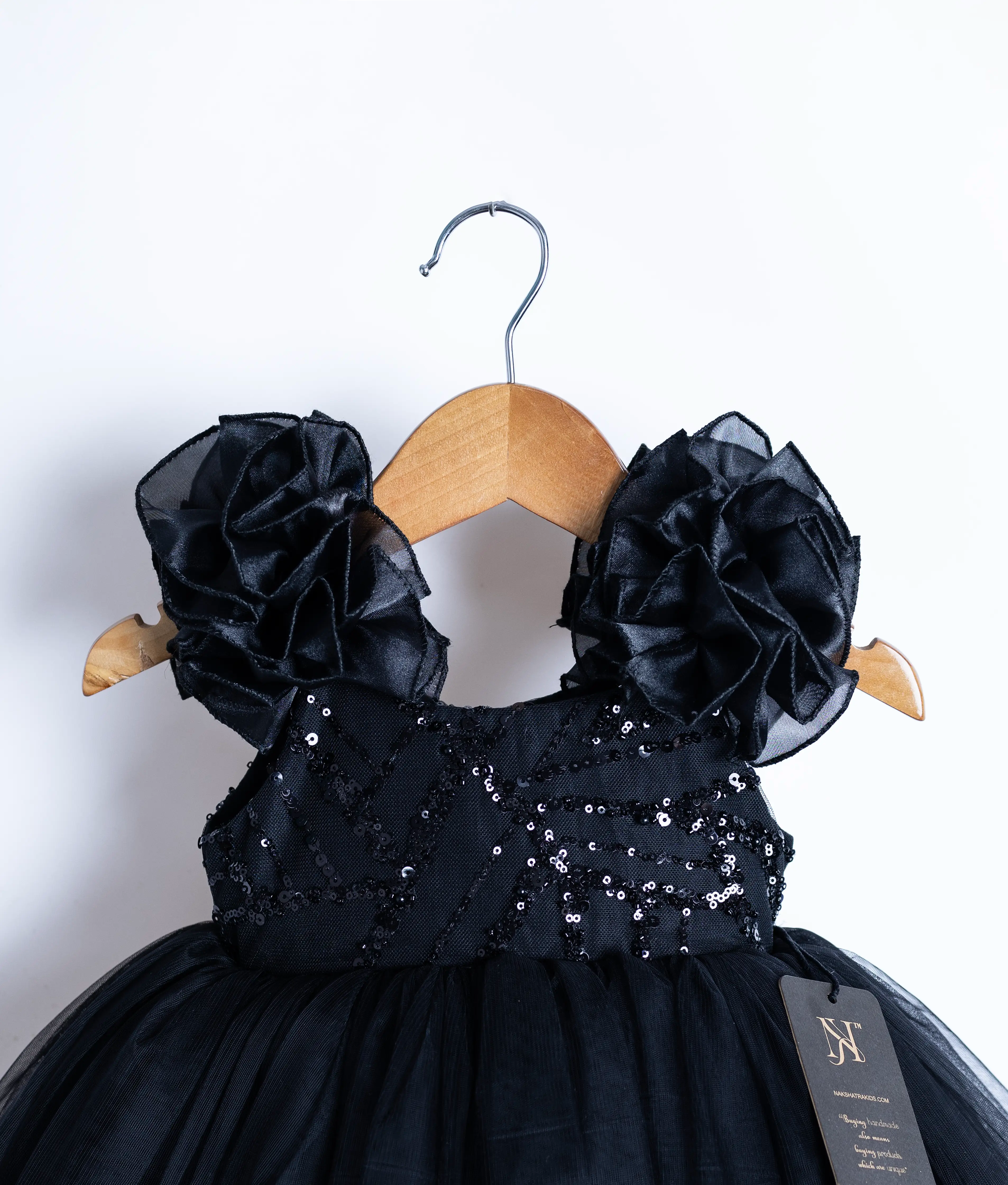 Black Work Material Frock For Baby Girl [Ready To Ship:2887]