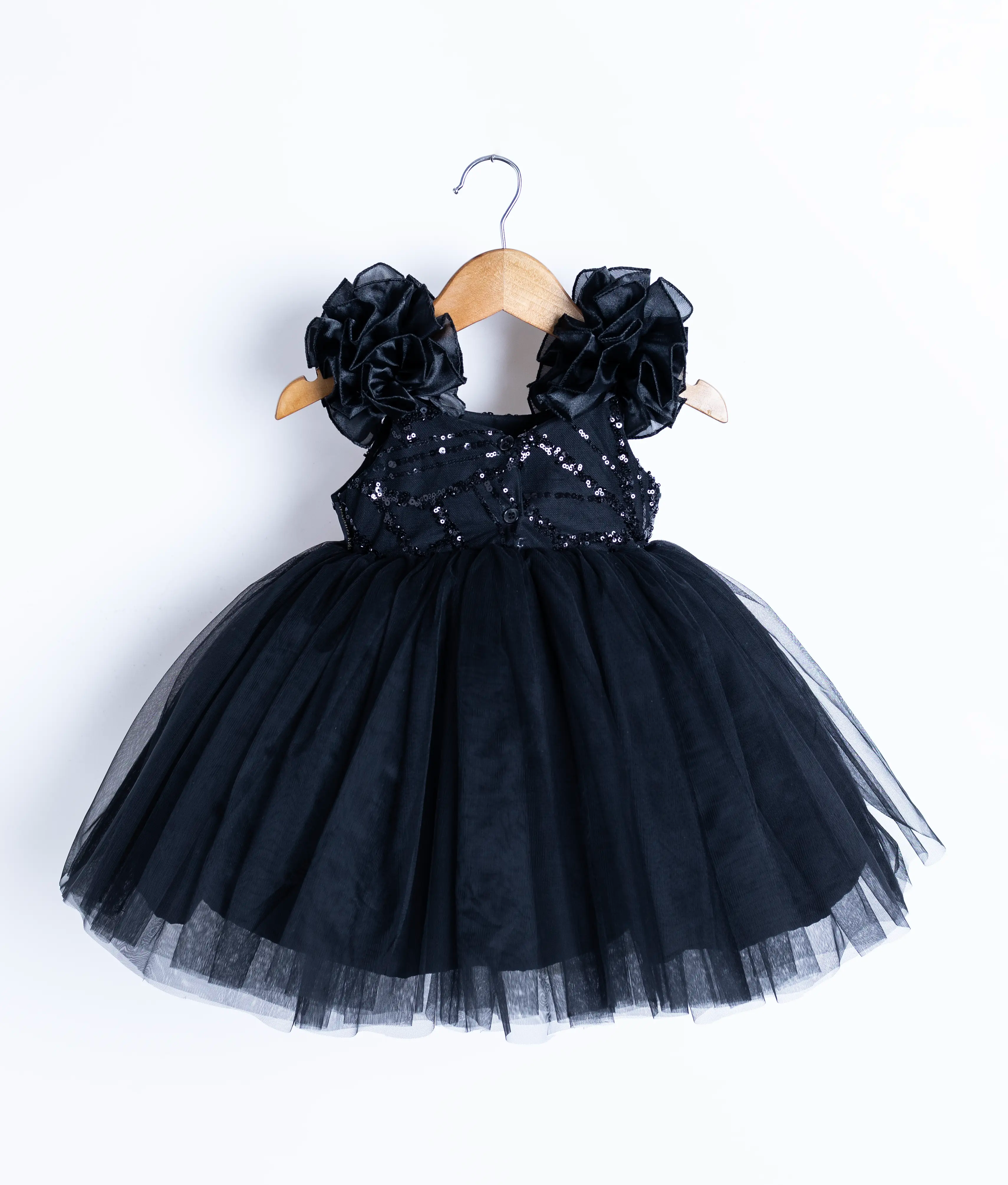Black Work Material Frock For Baby Girl [Ready To Ship:2887]