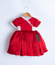 Red Bridal Satin Frock For Baby Girl [2892]