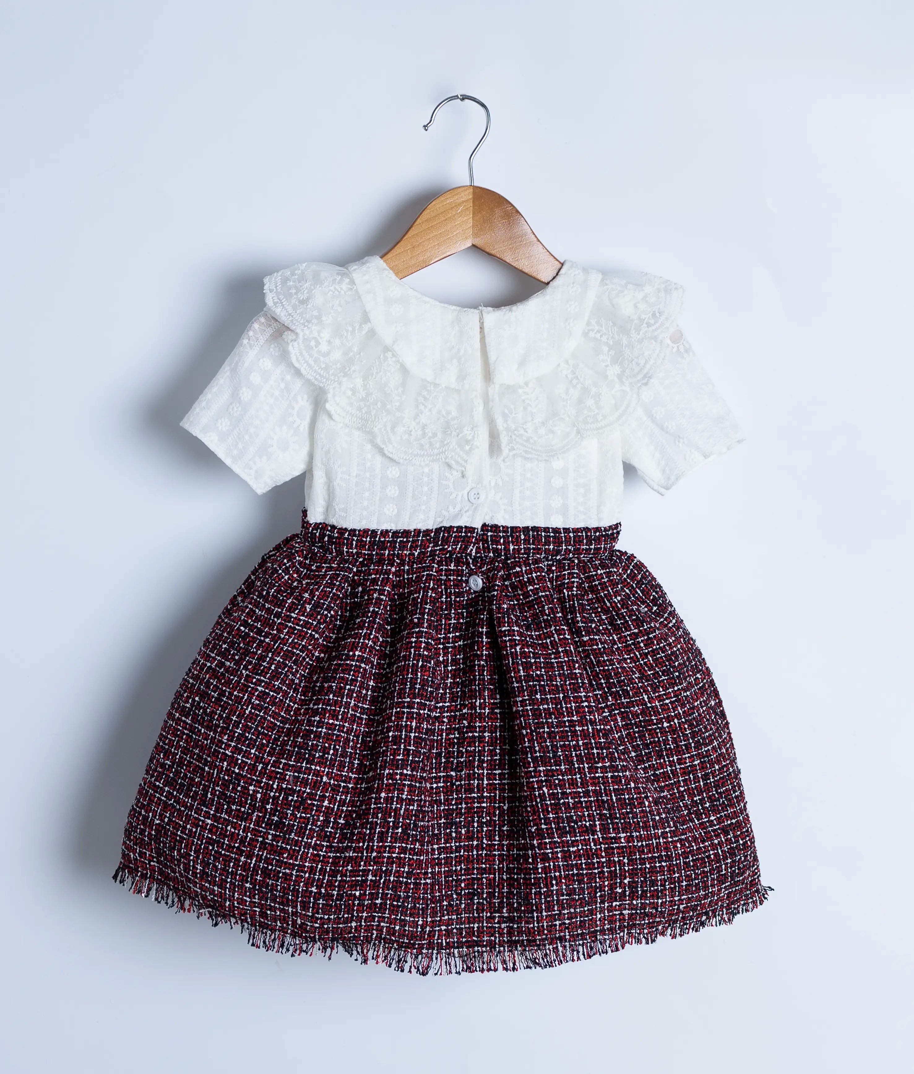 Off White Hakoba Yoke With Tweed Skirt Christmas frock For baby Girl [Ready to ship:2970]