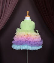 Multi-Colour Tulle Net Step Birthday Frock [Pre Order: 5189]