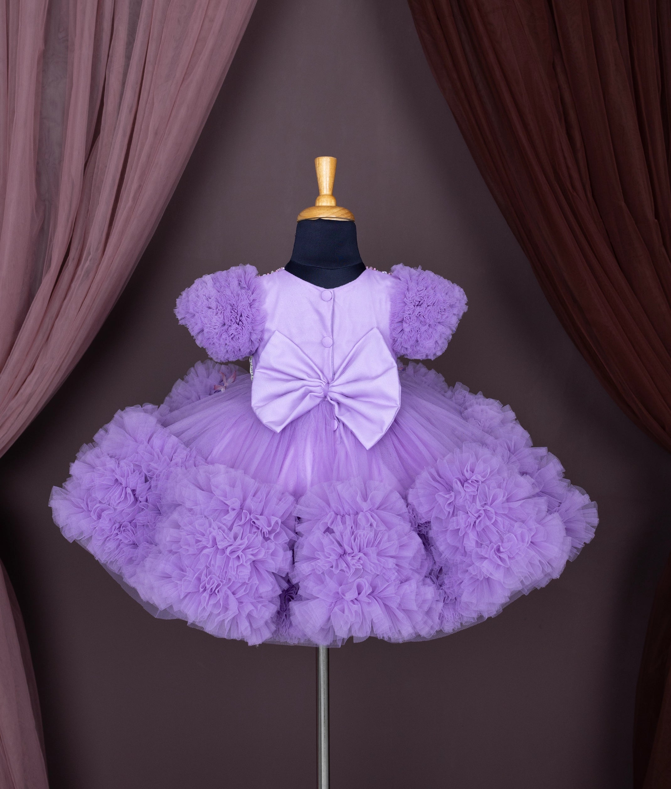 Lavender Tulle Net Butterfly Theme Birthday Frock For Baby Girl [Pre order:5203]