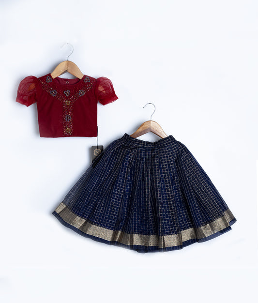 Fayonkids Pongal Crop Top With Full Length Skirt (7759)