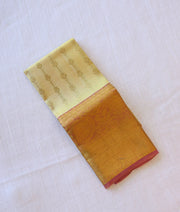 Yellow and Rani Pink Kanchipuram Silk Unstitched Fabric for Pattu Pavadai [KP1001]