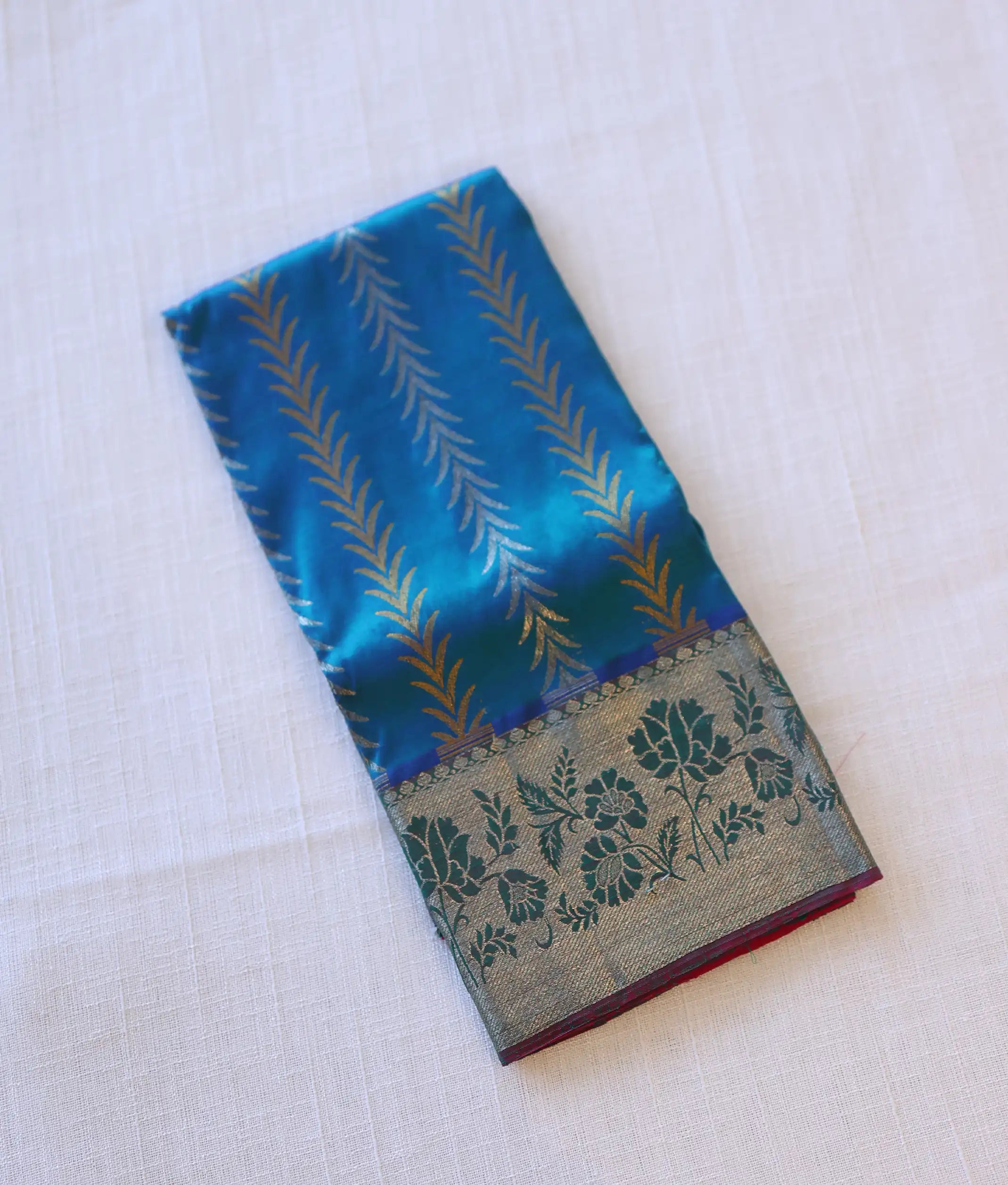 Hot Pink and Blue Pure Kanchipuram Silk Unstitched Fabric for Pattu Pavadai [KP1002]