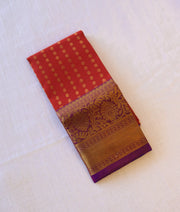 Red and Royal Blue Pure Kanchipuram Silk Unstitched Fabric for Pattu Pavadai [KP1005]