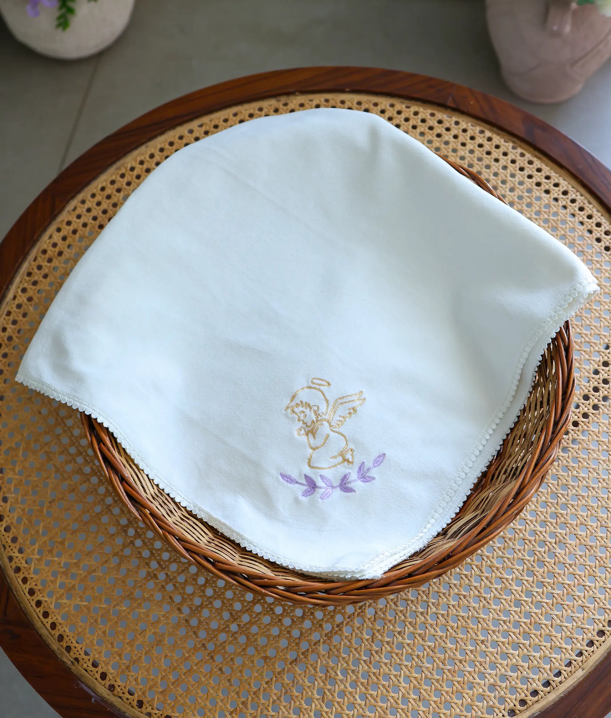 Off-white Angel Embroidery Baptism Towel For Your Little One [Ready To Ship: T15]