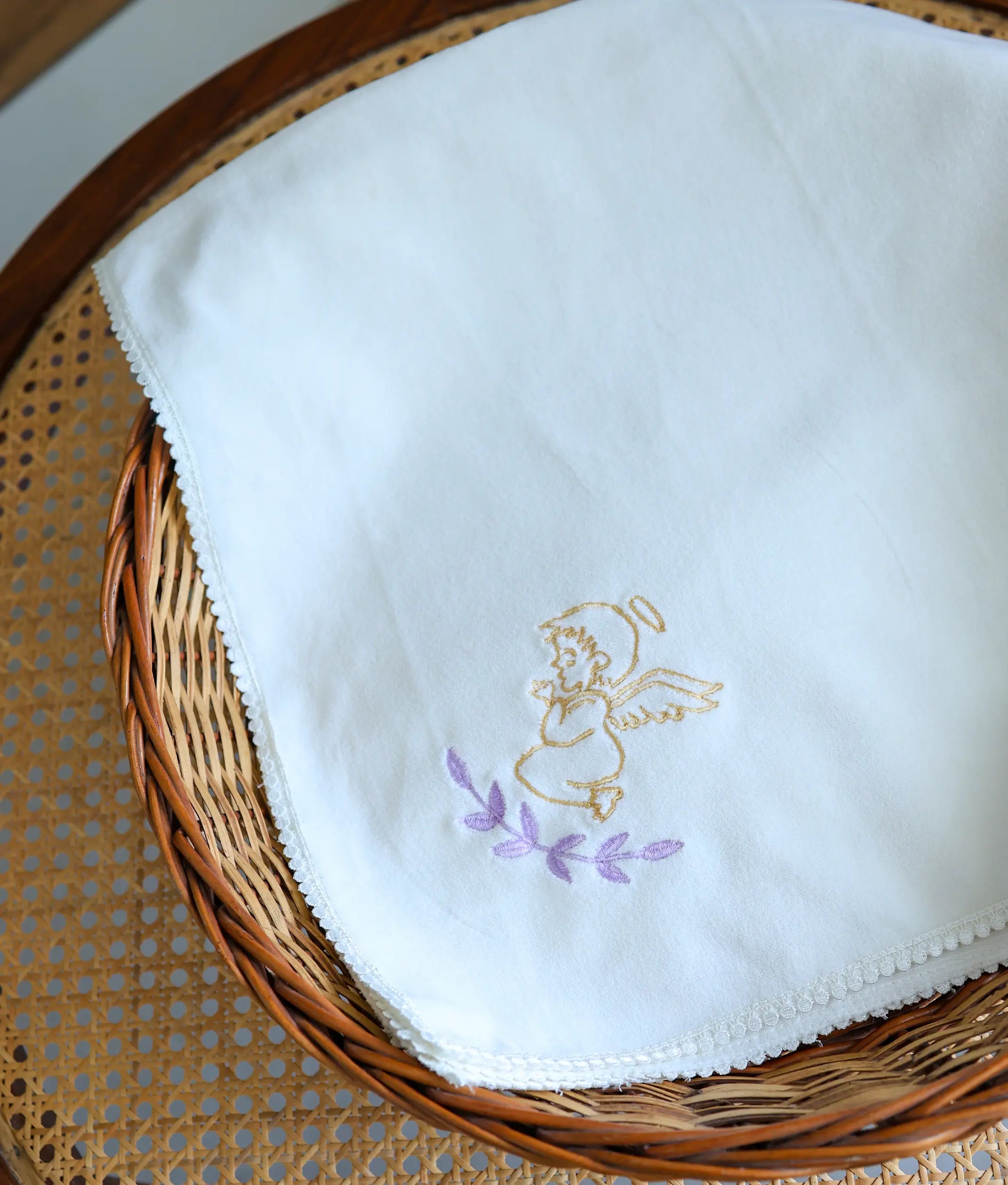 Off-white Angel Embroidery Baptism Towel For Your Little One [Ready To Ship: T15]