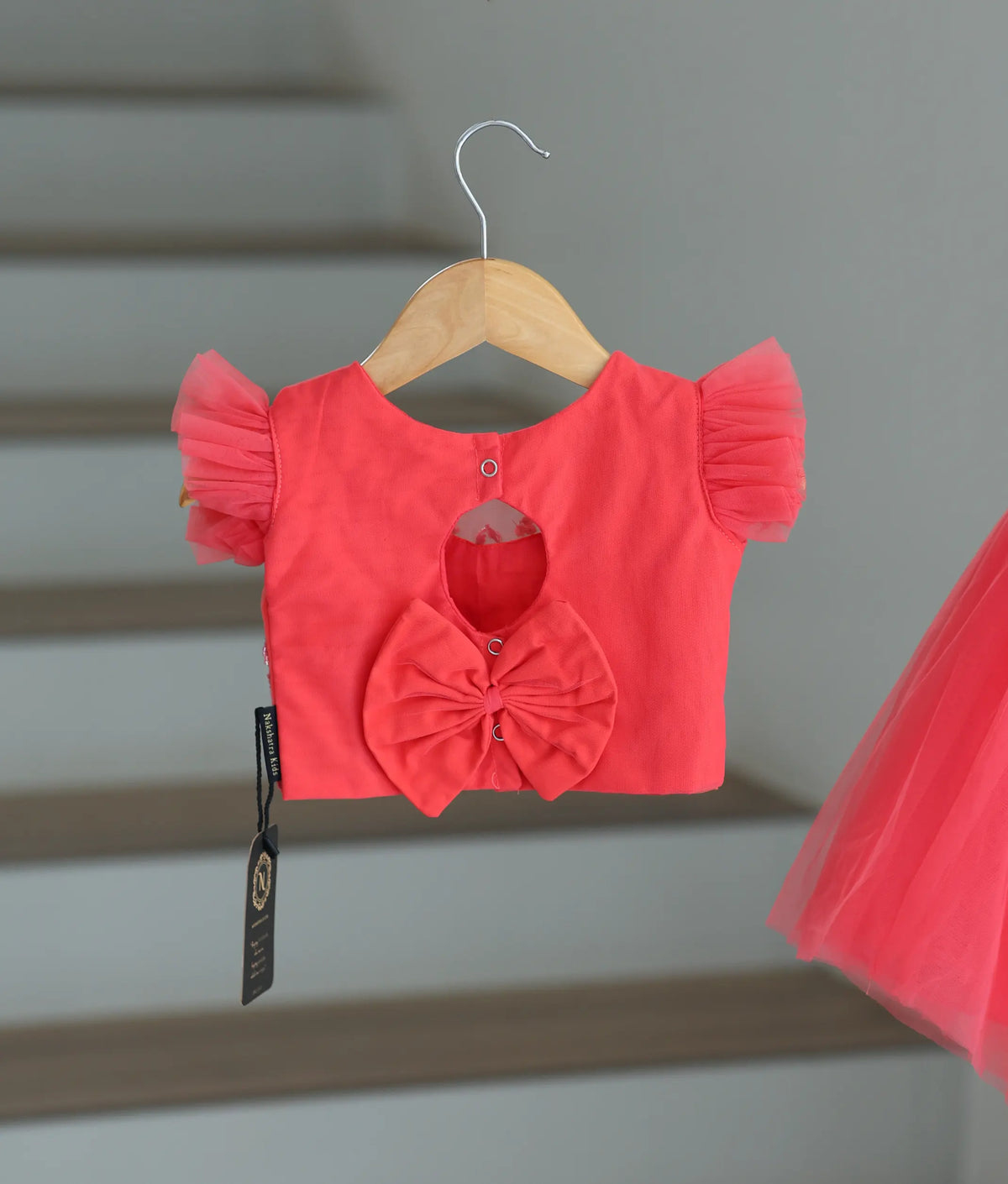 Pink Handwork Crop Top with Full Length skirt For Baby Girl (2079]