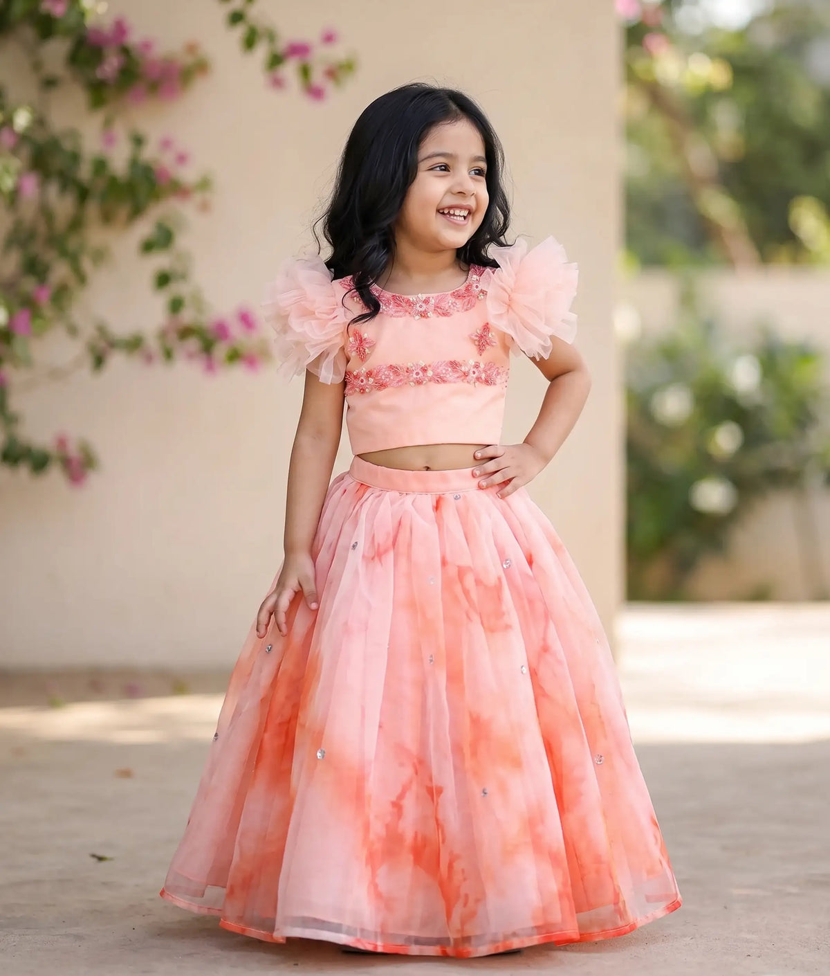 Classic Pongal Crop Top with Below Knee Length Skirt [2207]