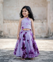 Lavender  Printed Chanderi Skirt and Top For Diwali [2694]