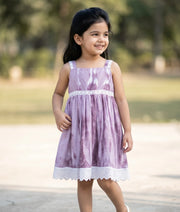 Pastel lavender Cute Cotton Frock For Baby Girl [2716]