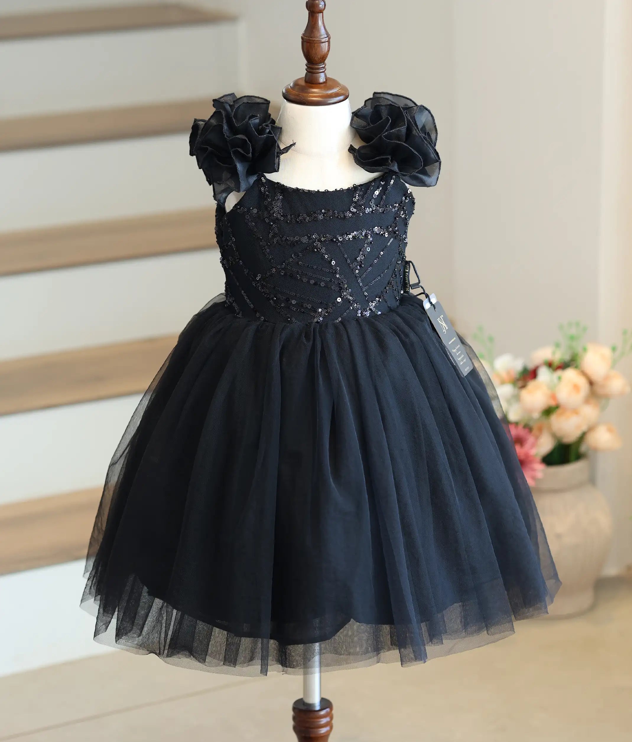 Black Work Material Frock For Baby Girl [2887]