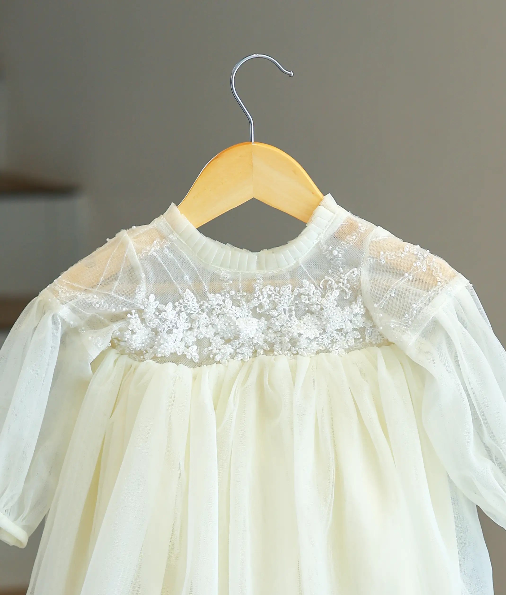 Off-white Work material Christmas Frock for Baby Girl [2964]