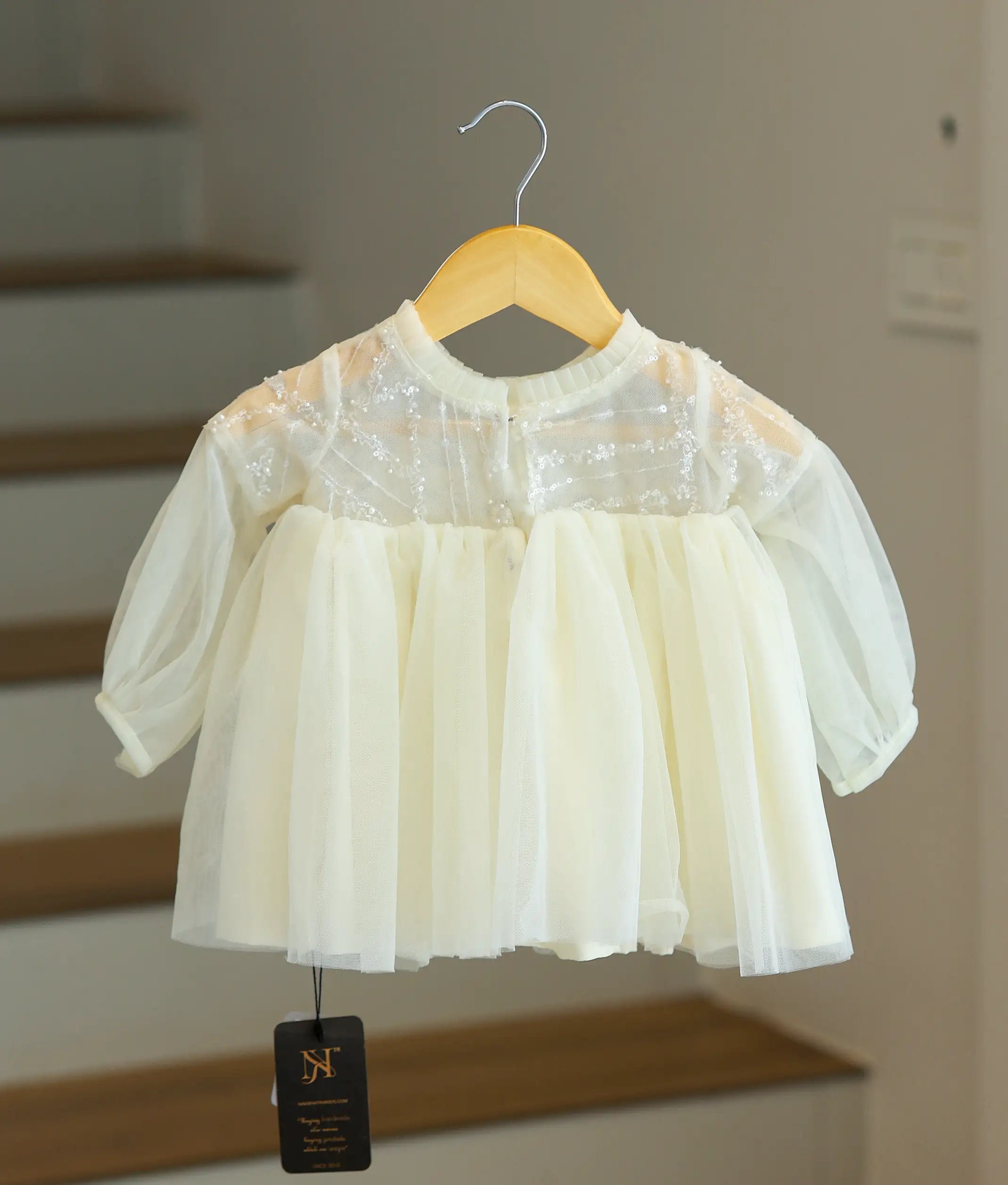 Off-white Work material Christmas Frock for Baby Girl [2964]